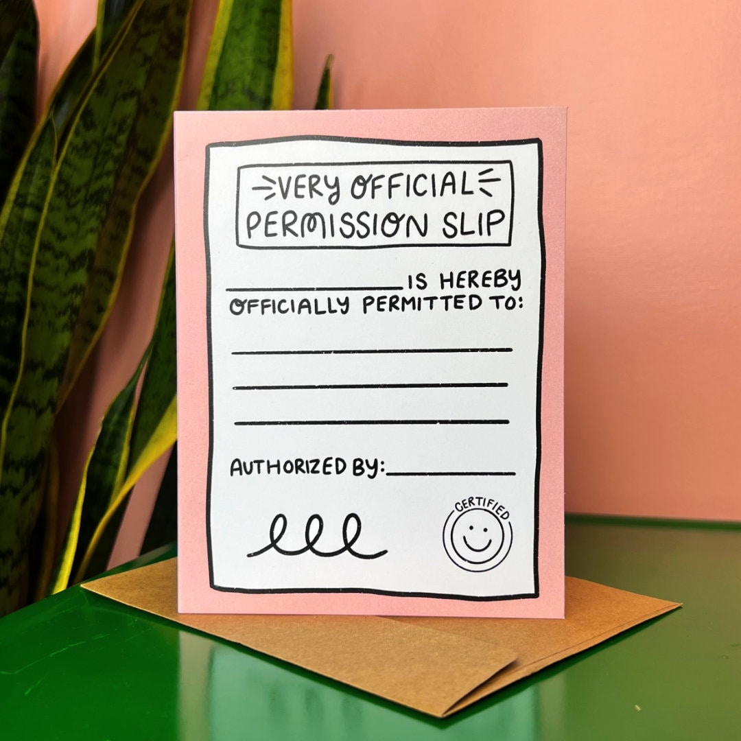Permission Slip Card Etsy