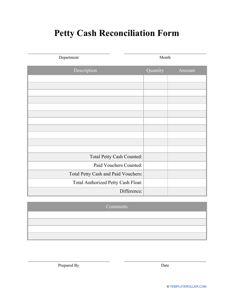 Petty Cash Reconciliation Form Fill Out Sign Online And Download PDF Templateroller