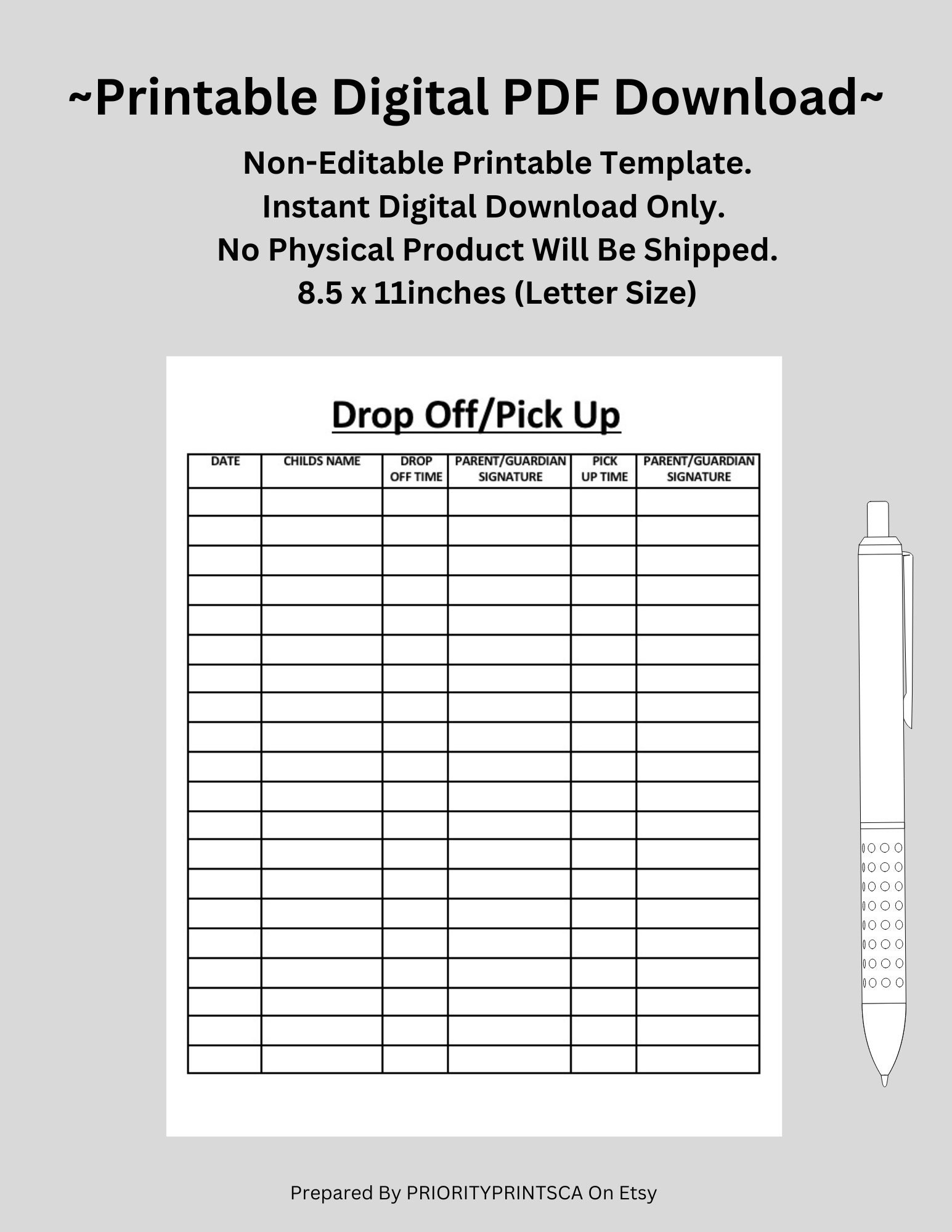 Pick Up Slip Templates