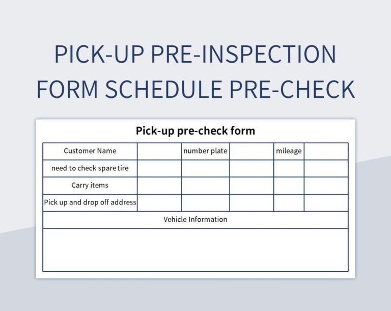 Pick up Pre inspection Form Schedule Pre check Excel Template And Google Sheets File For Free Download Slidesdocs