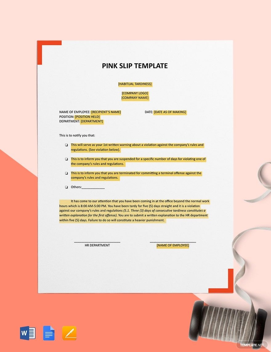 Work Tardy Slip Template