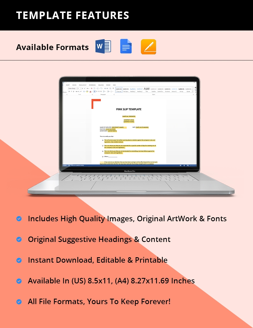 Pink Slip Template In Word Google Docs Pages PDF Download 