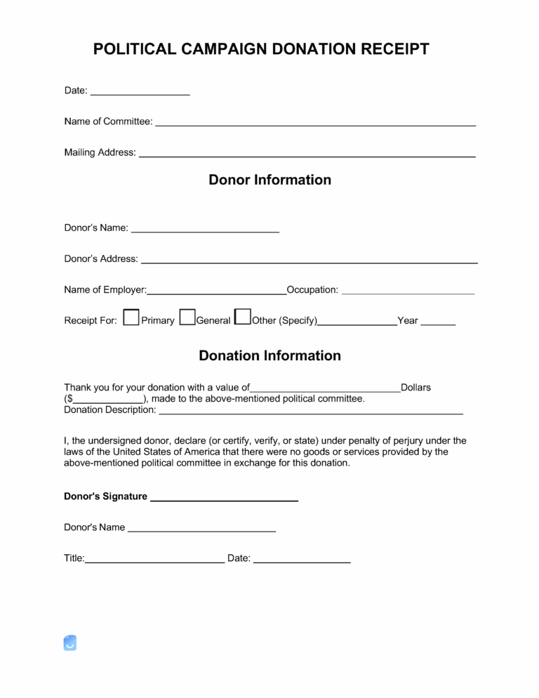 Political Donation Receipt Template Invoice Maker