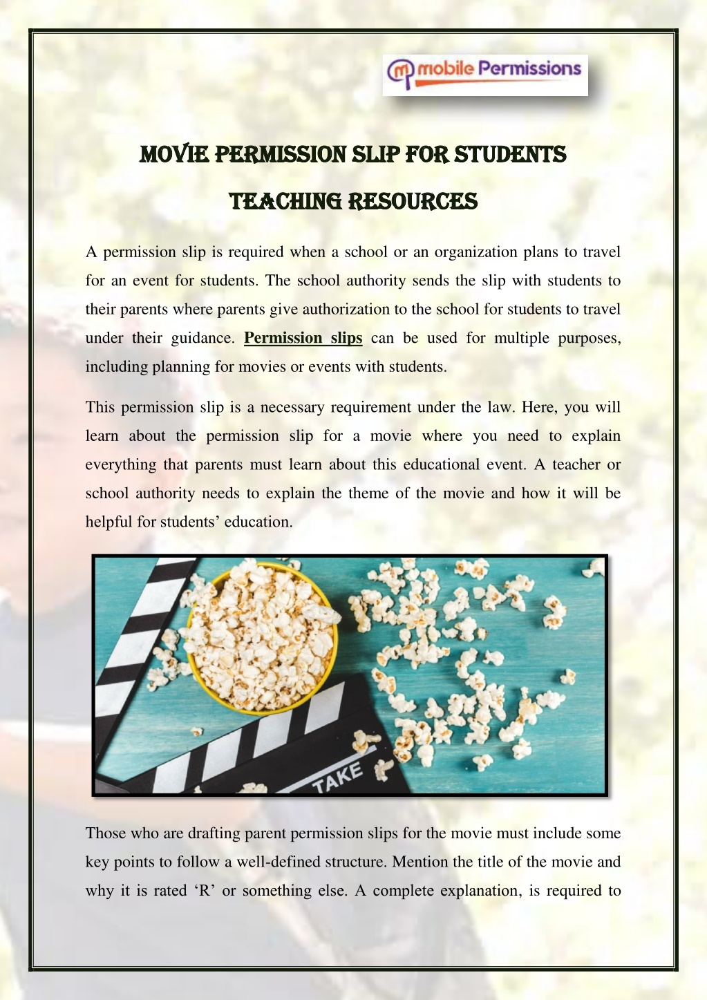 Permission Slip Template Movie