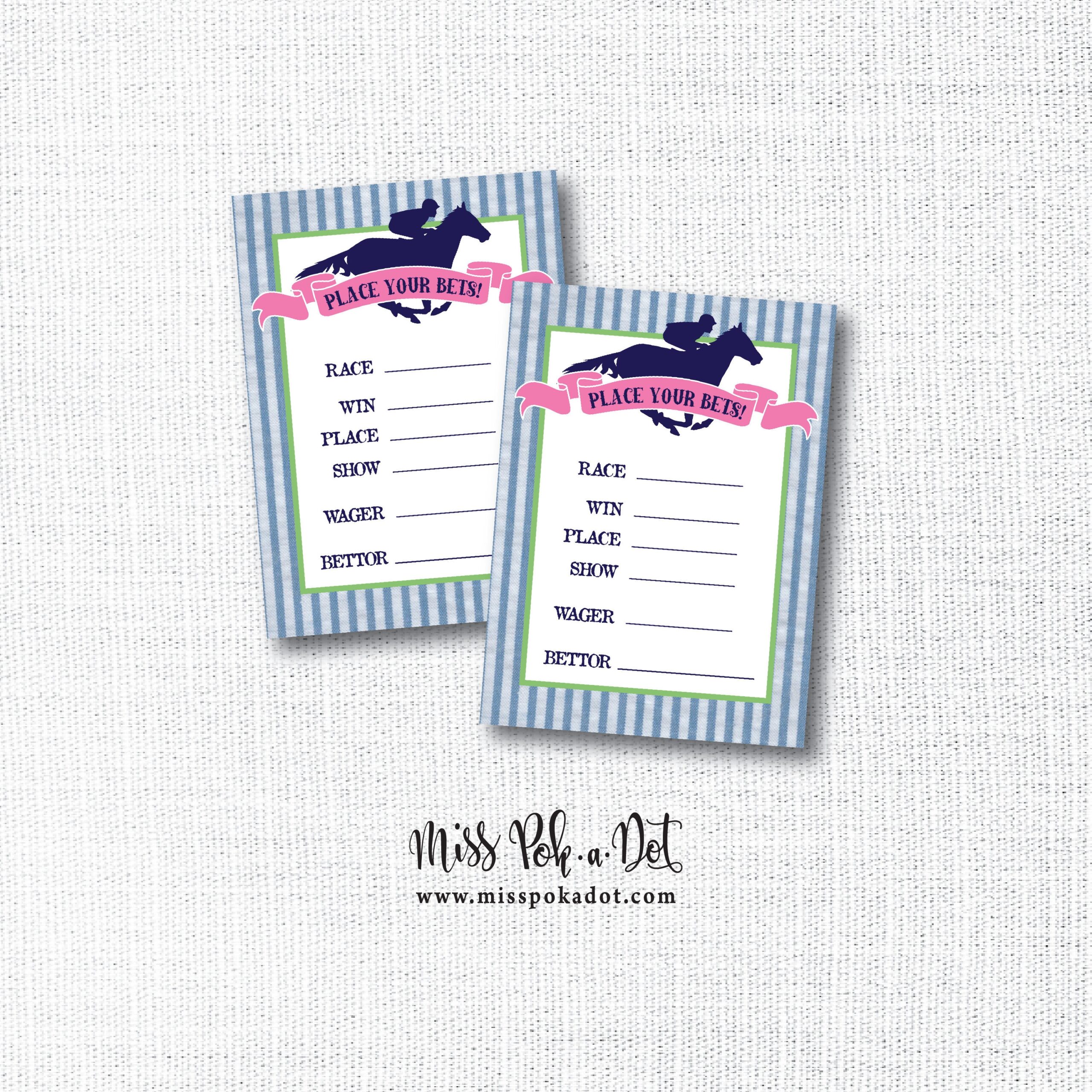 Preppy Horse Race Bet Card Printable Betting Slip Derby 