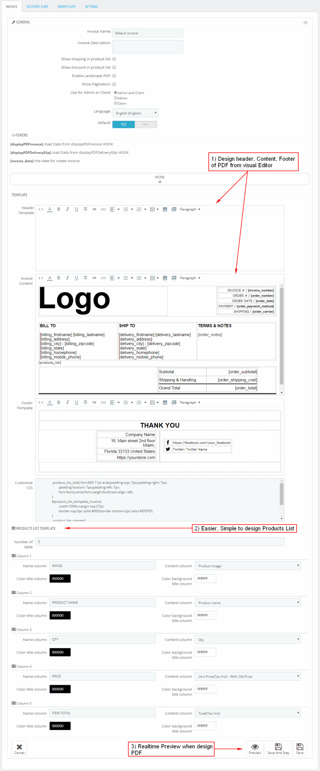 Prestashop Invoice U0026 Delivery Slips Credit Slips Template Builder 