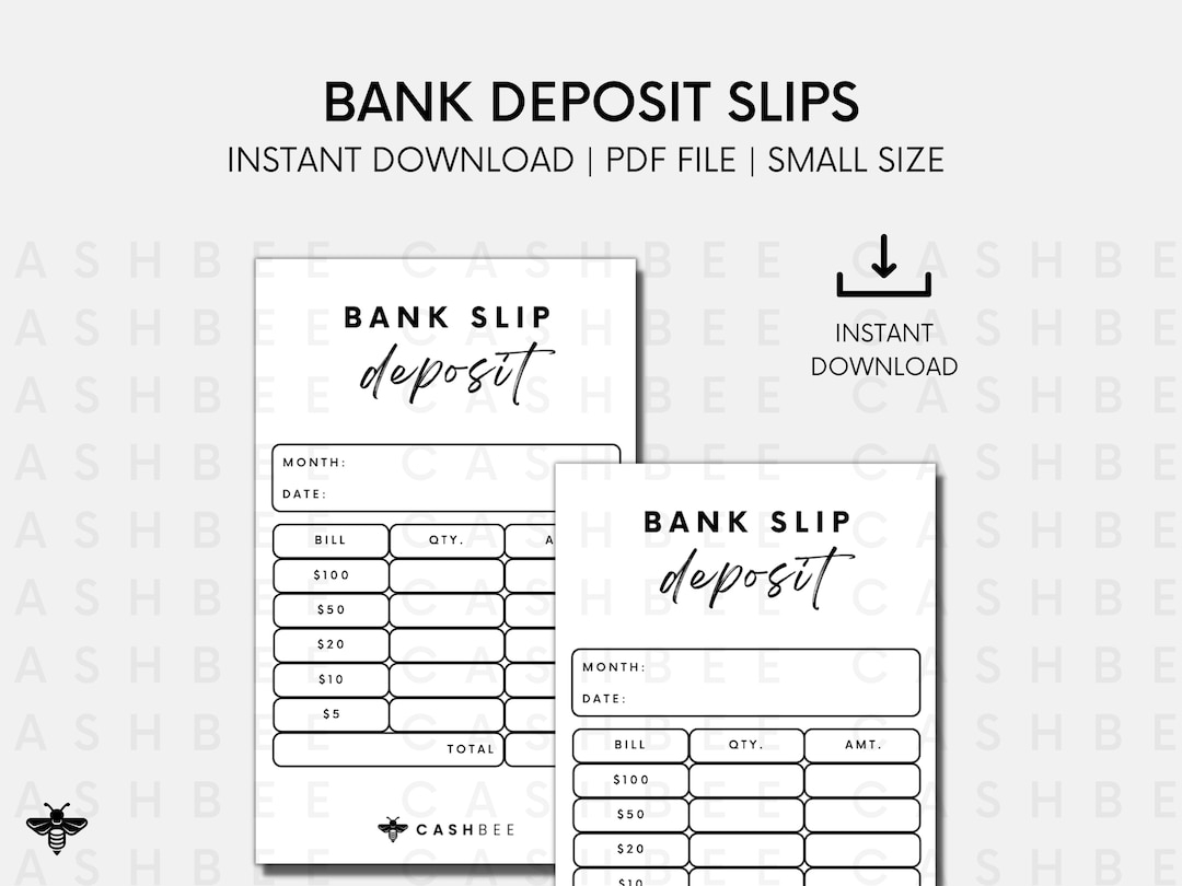 PRINTABLE Bank Deposit Slips Wallet Size Instant Download PDF File Etsy