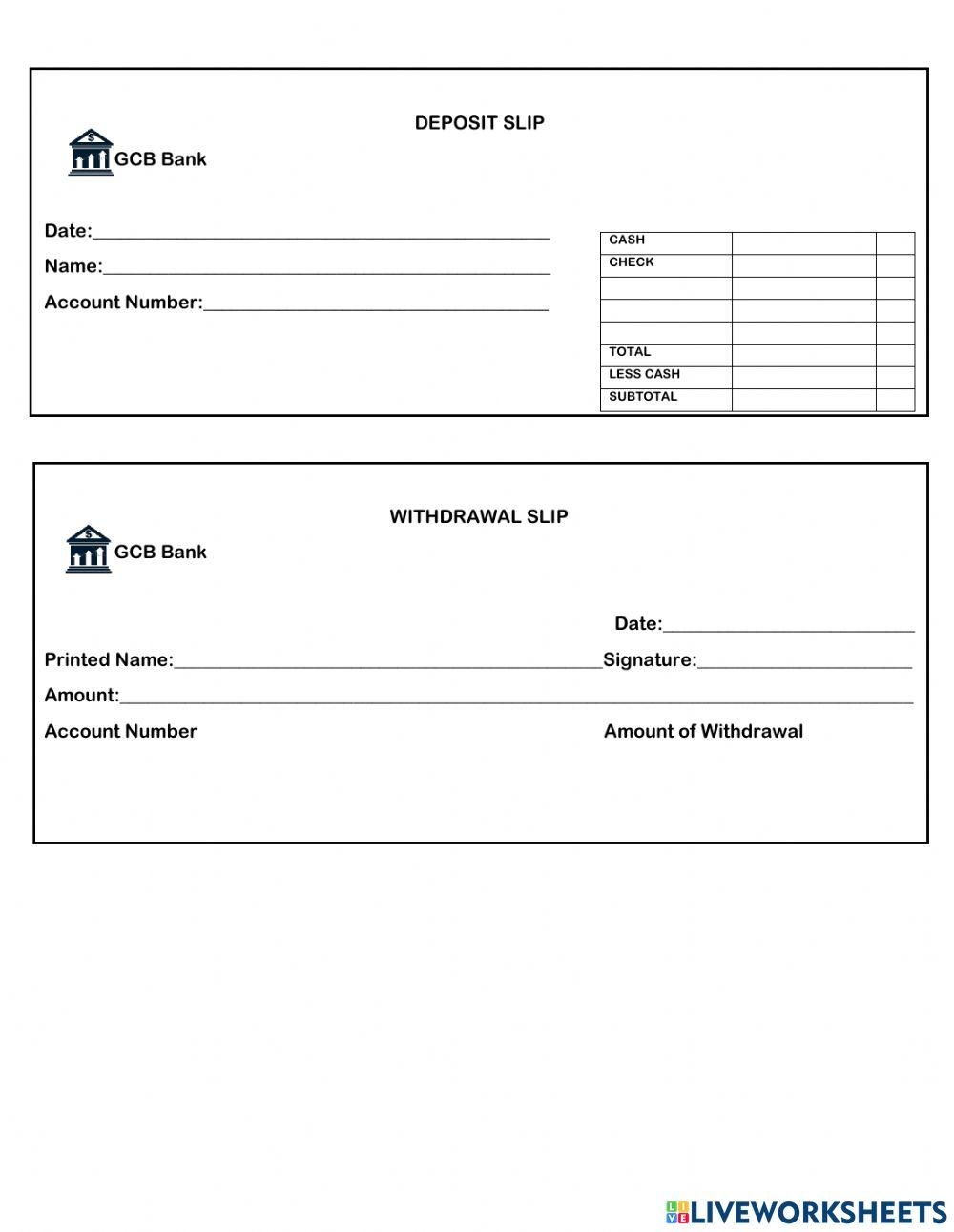 Printable Bank Teller Slips Cash Breakdown Sheet Cash Stuffing Worksheets Library