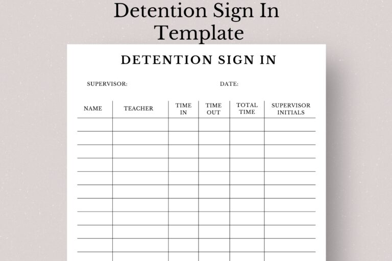 Printable Detention Sign in Sheet Student Behavior Log Classroom Management Form PDF Download Teacher Resource Etsy
