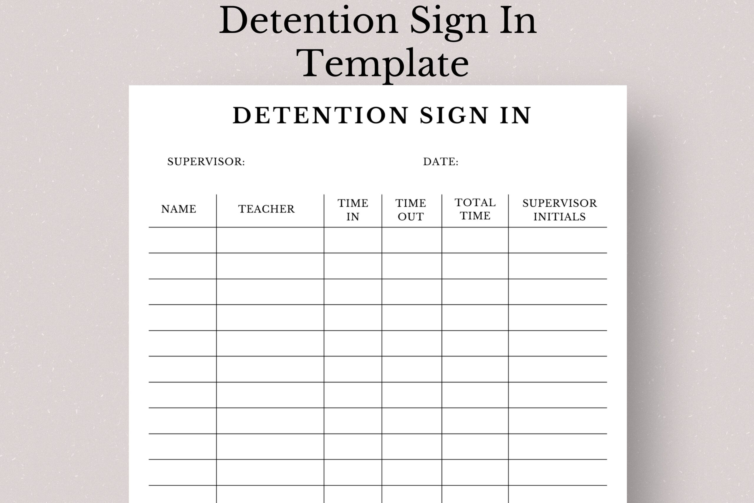 Printable Detention Sign in Sheet Student Behavior Log Classroom Management Form PDF Download Teacher Resource Etsy