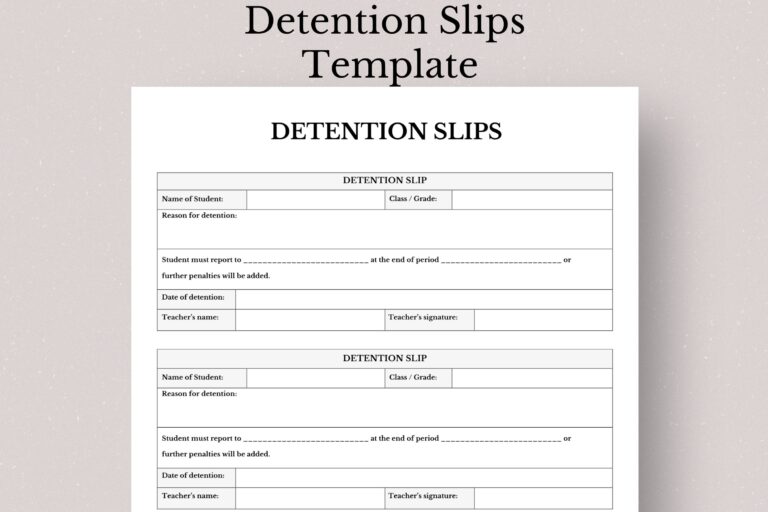 Printable Detention Slips Detention Sheet Printable Detention Slip Teacher Printable Student Printable Detention Form