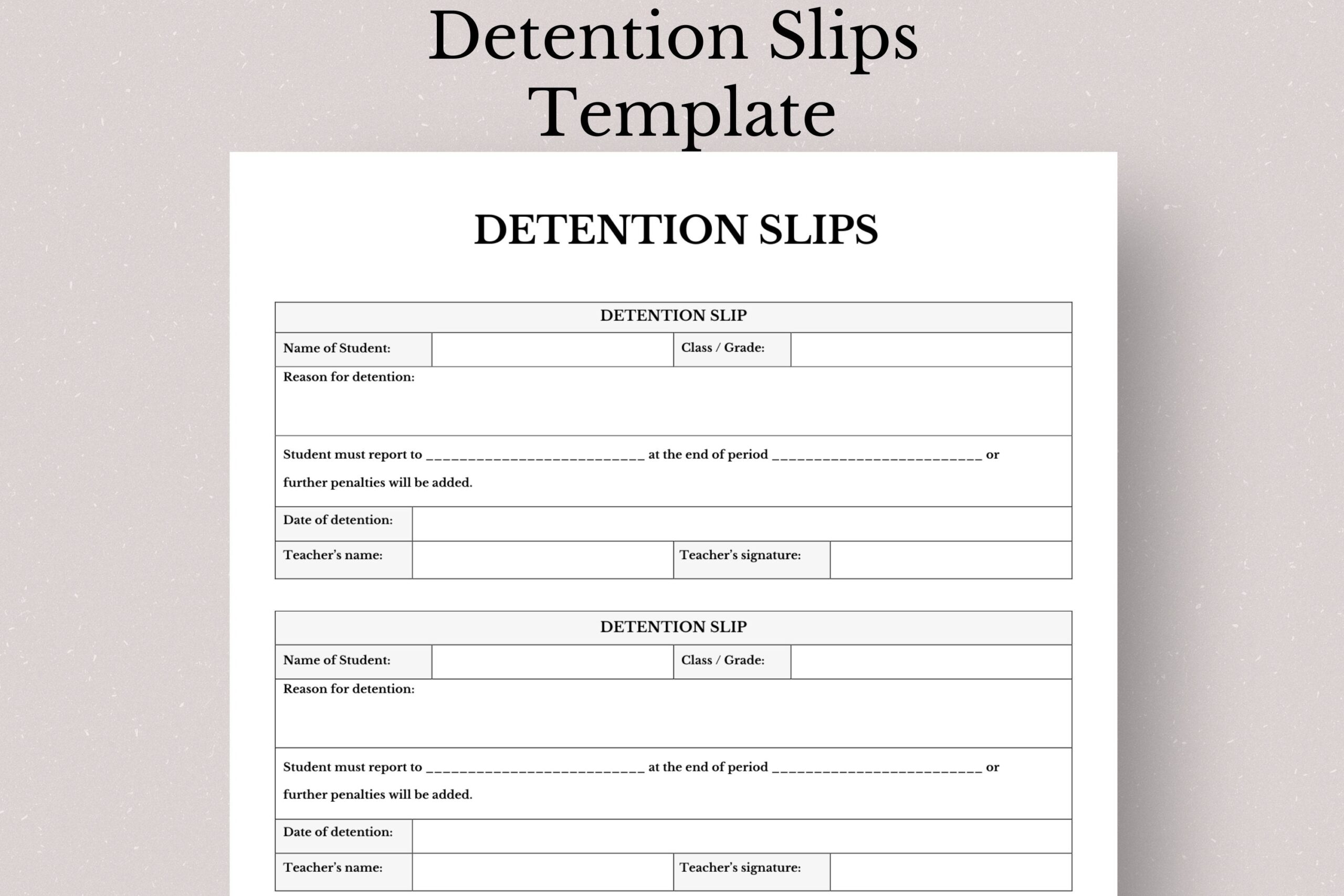 Printable Detention Slips Detention Sheet Printable Detention Slip Teacher Printable Student Printable Detention Form