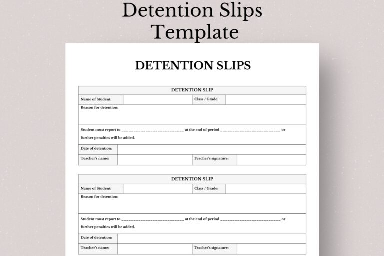 Printable Detention Slips Detention Sheet Printable Detention Slip Teacher Printable Student Printable Detention Form Etsy