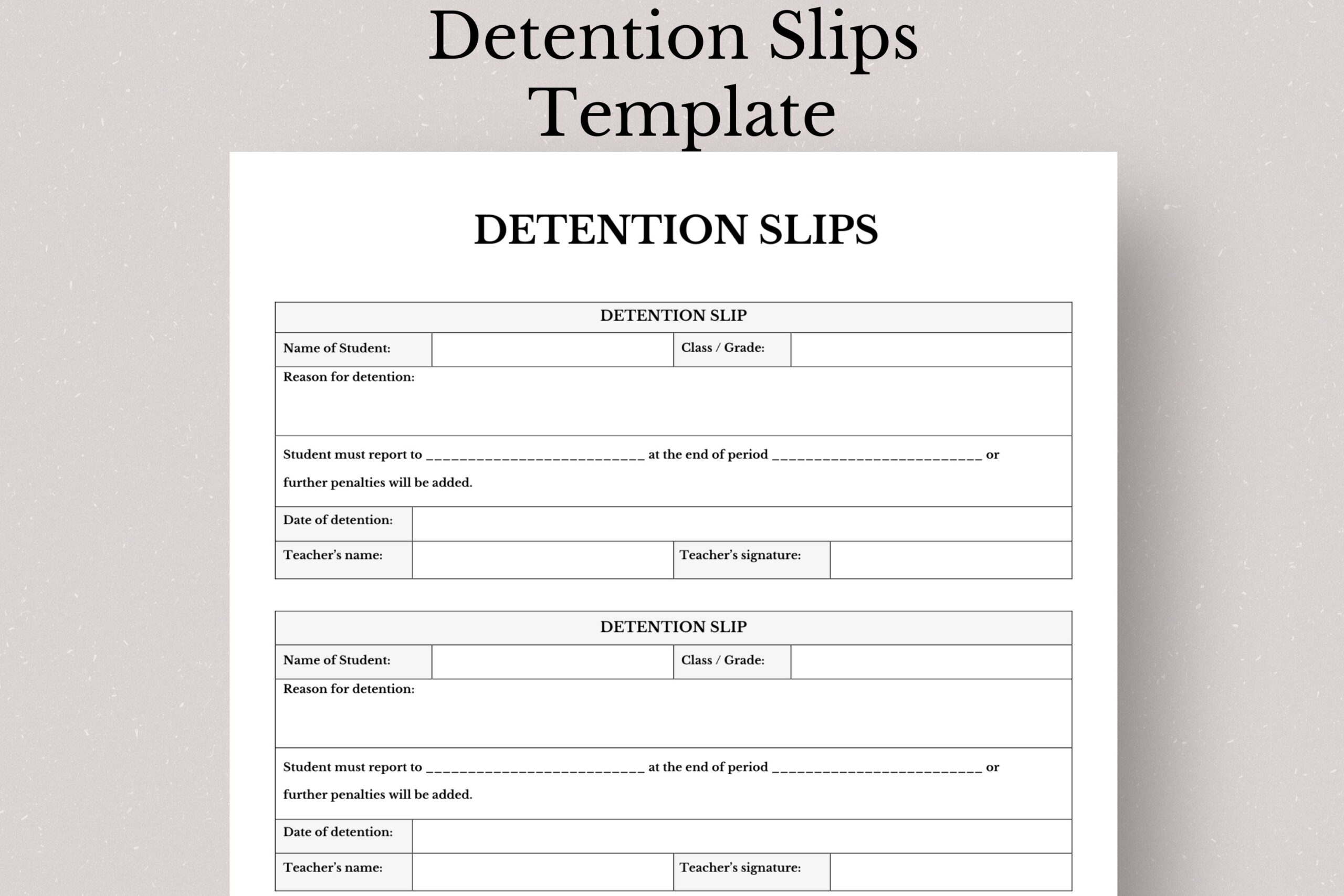 Printable Detention Slips Detention Sheet Printable Detention Slip Teacher Printable Student Printable Detention Form Etsy