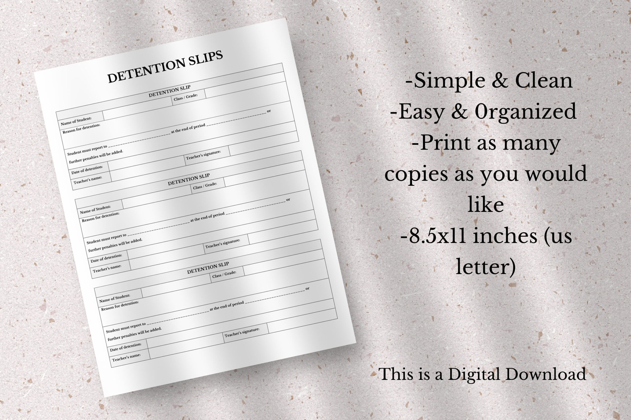 Printable Detention Slips Detention Sheet Printable Detention Slip Teacher Printable Student Printable Detention Form Etsy