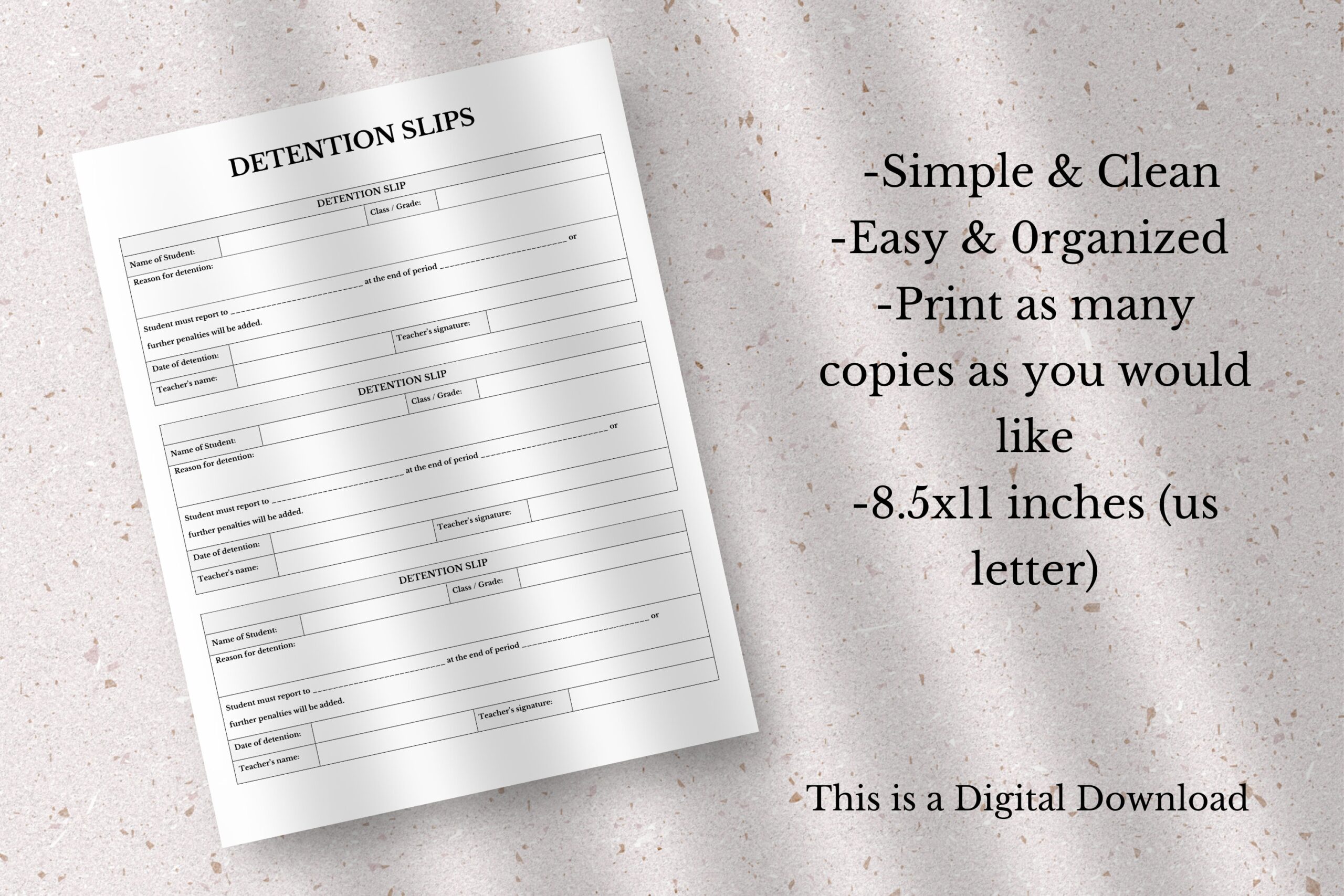 Printable Detention Slips Detention Sheet Printable Detention Slip Teacher Printable Student Printable Detention Form Etsy