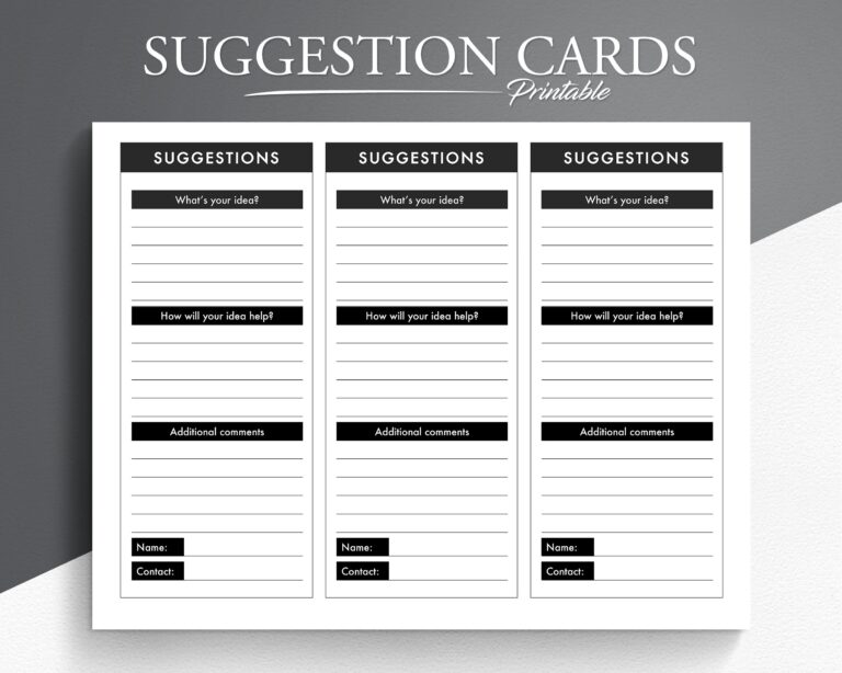 Printable Employee Suggestion Card Suggestion Form Employee Suggestion Box Template Suggestion Template Etsy
