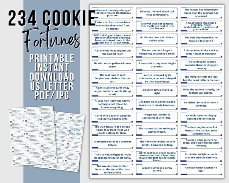Printable Fortunes For DIY Fortune Cookie Custom Party Favors Chinese Fortune Funny Fortunes Inspirational Notes Funny Fortunes Etsy
