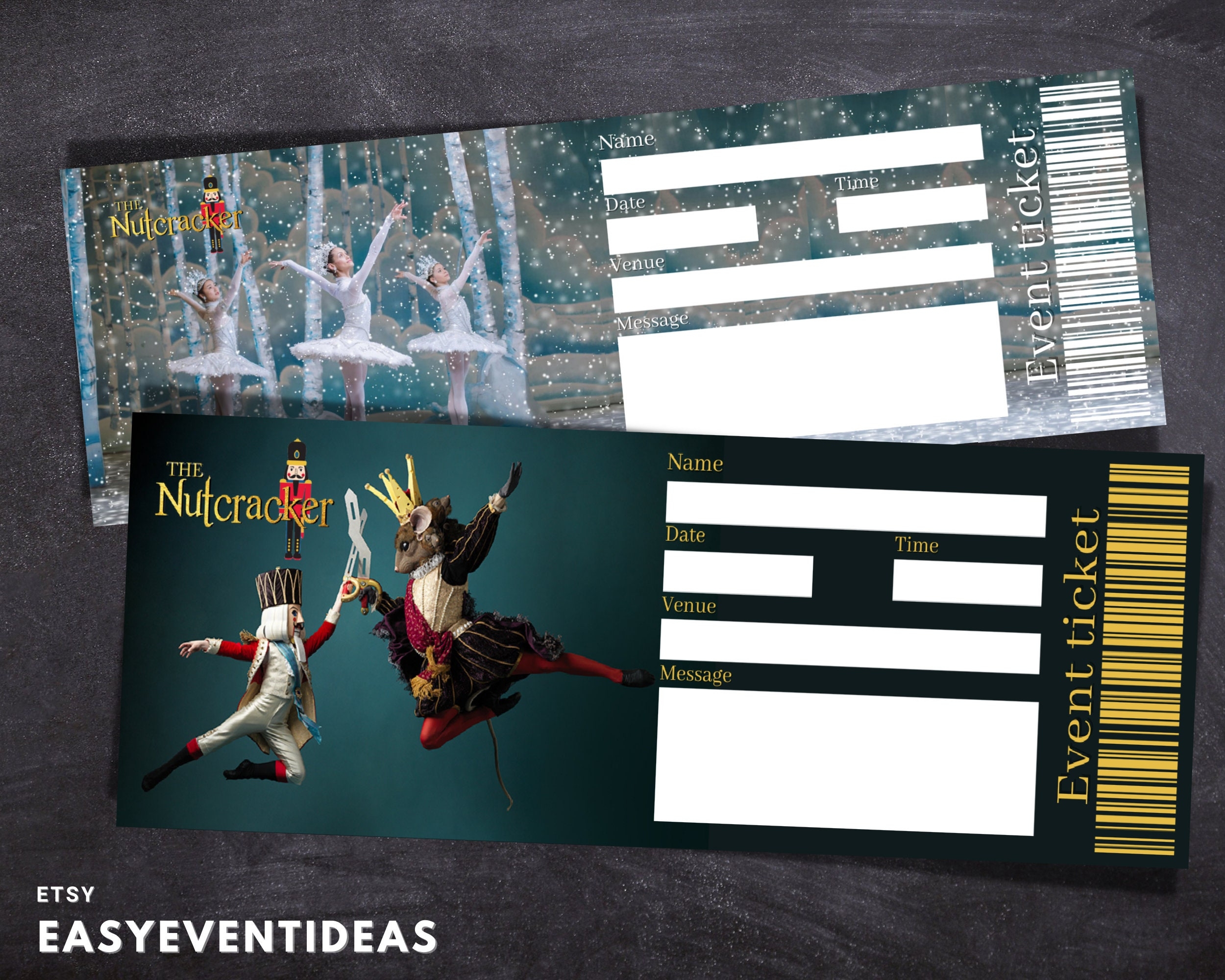 Printable Nutcracker Ticket Editable Nutcracker Tickets Ballet Fake Surprise Ticket Souvenir Keep Sake Instant Download Etsy