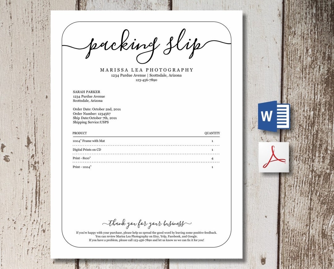 4x6 Packing Slip Template