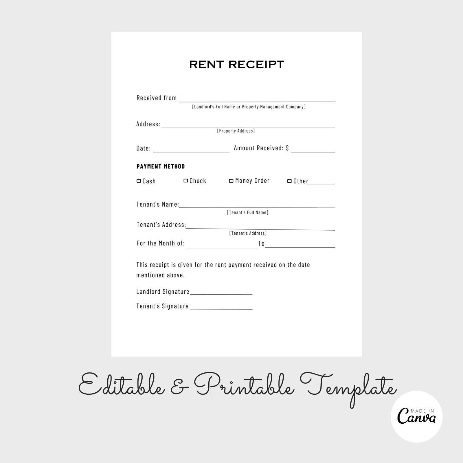 Rental Slip Template