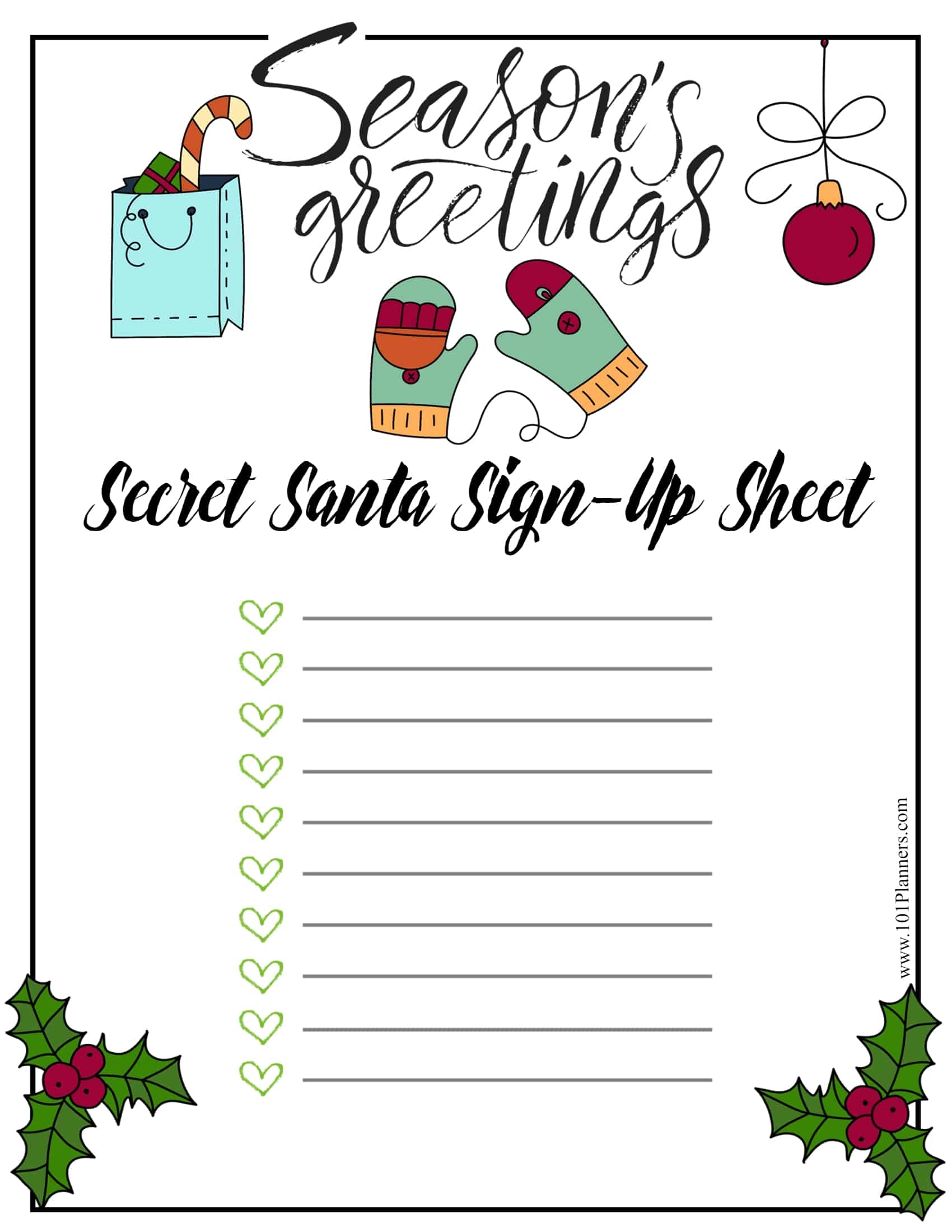 Printable Secret Santa Sign Up Sheet Printable Design Resources