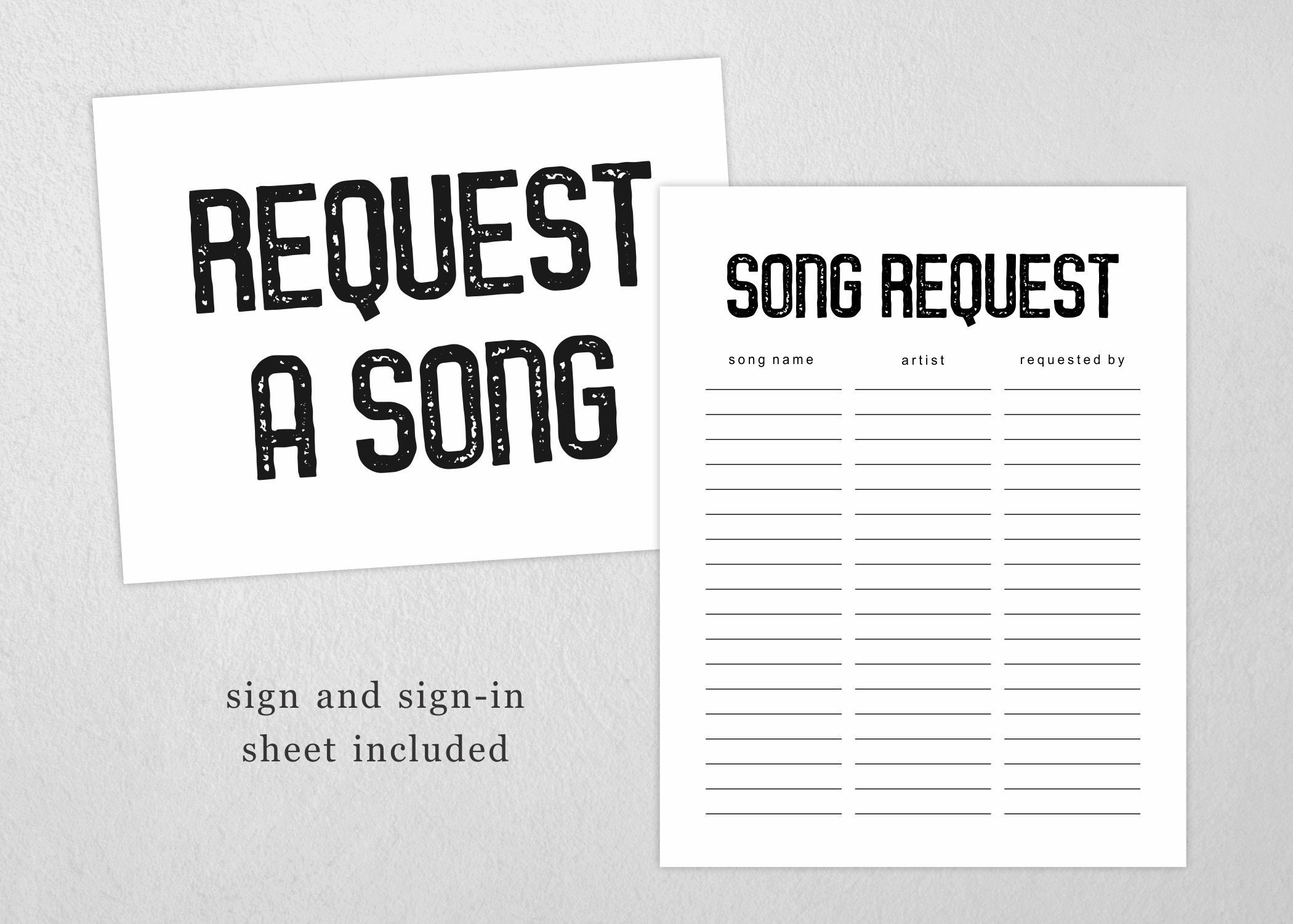 Printable Song Request Sheet Etsy
