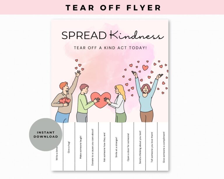 Printable Spread Kindness Tear Off Flyer Random Acts Of Kindness Pay It Foward School Counselor Decor Classroom Decor Office Decor Etsy