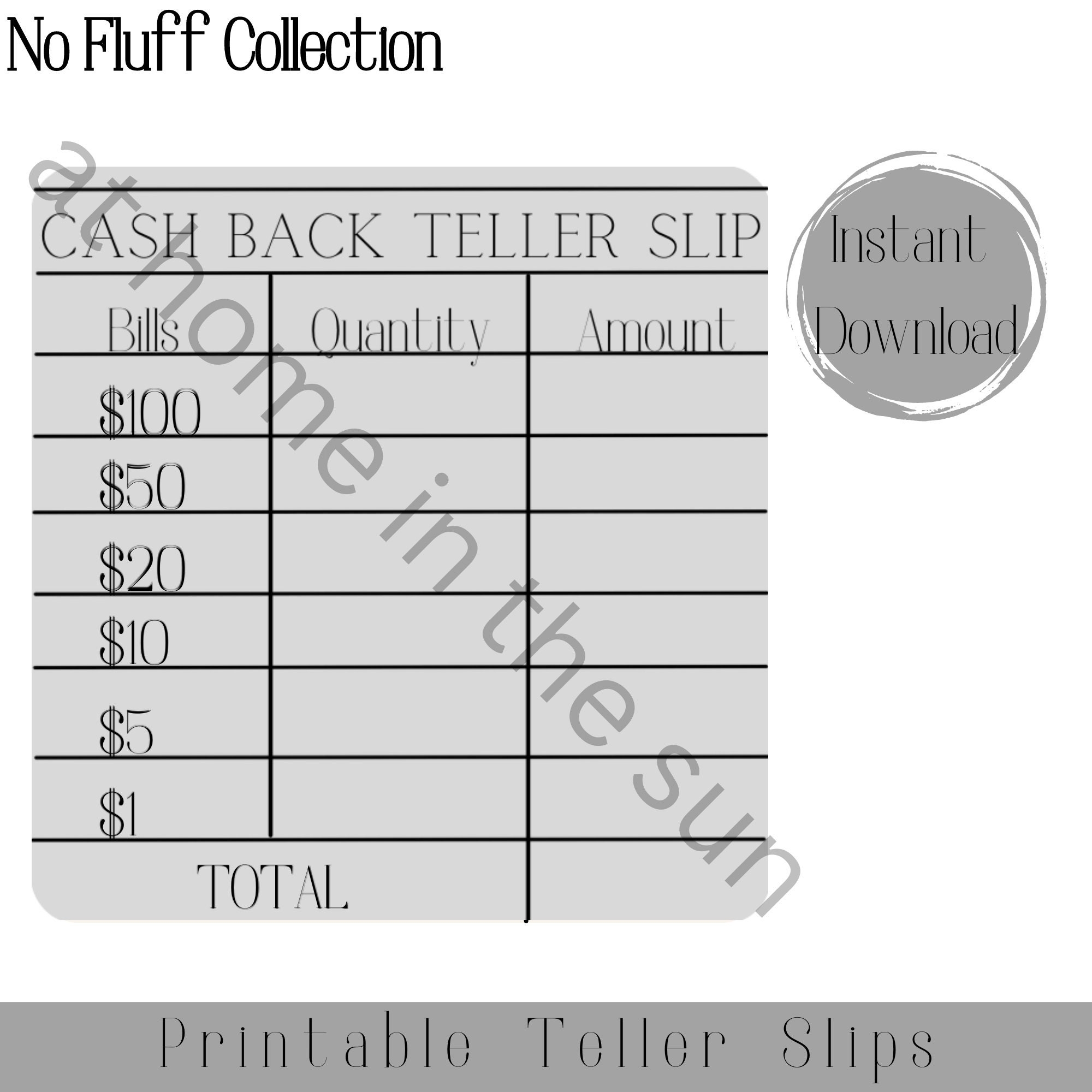 Printable Teller Slips Cash Envelopes Sinking Funds Bank Money 