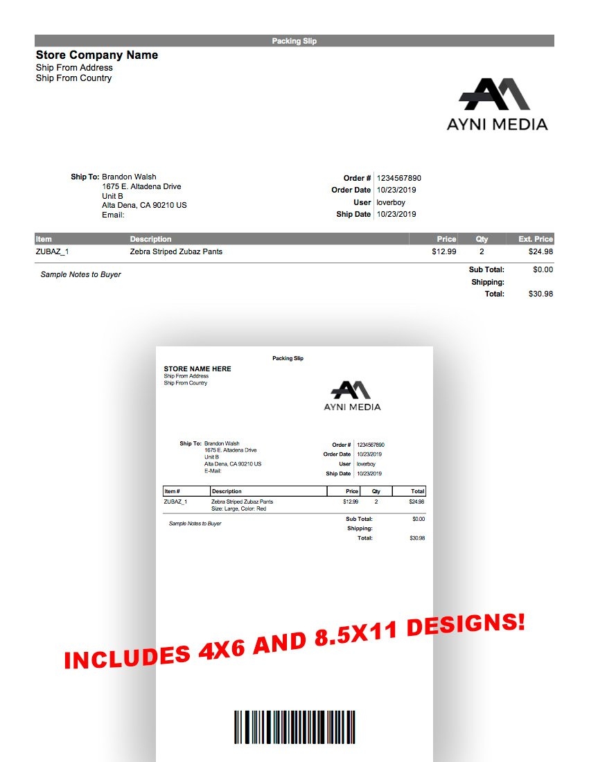 Purchase U0026 Download Shipstation Packing Slip Templates
