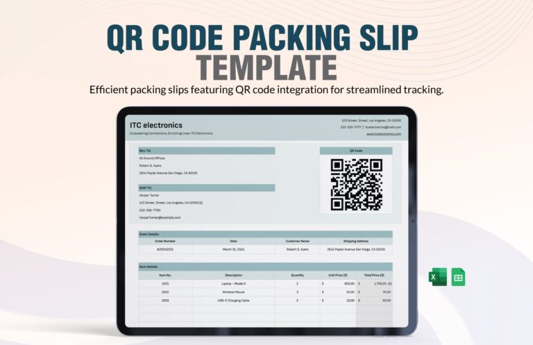 QR Code Packing Slip Template Template