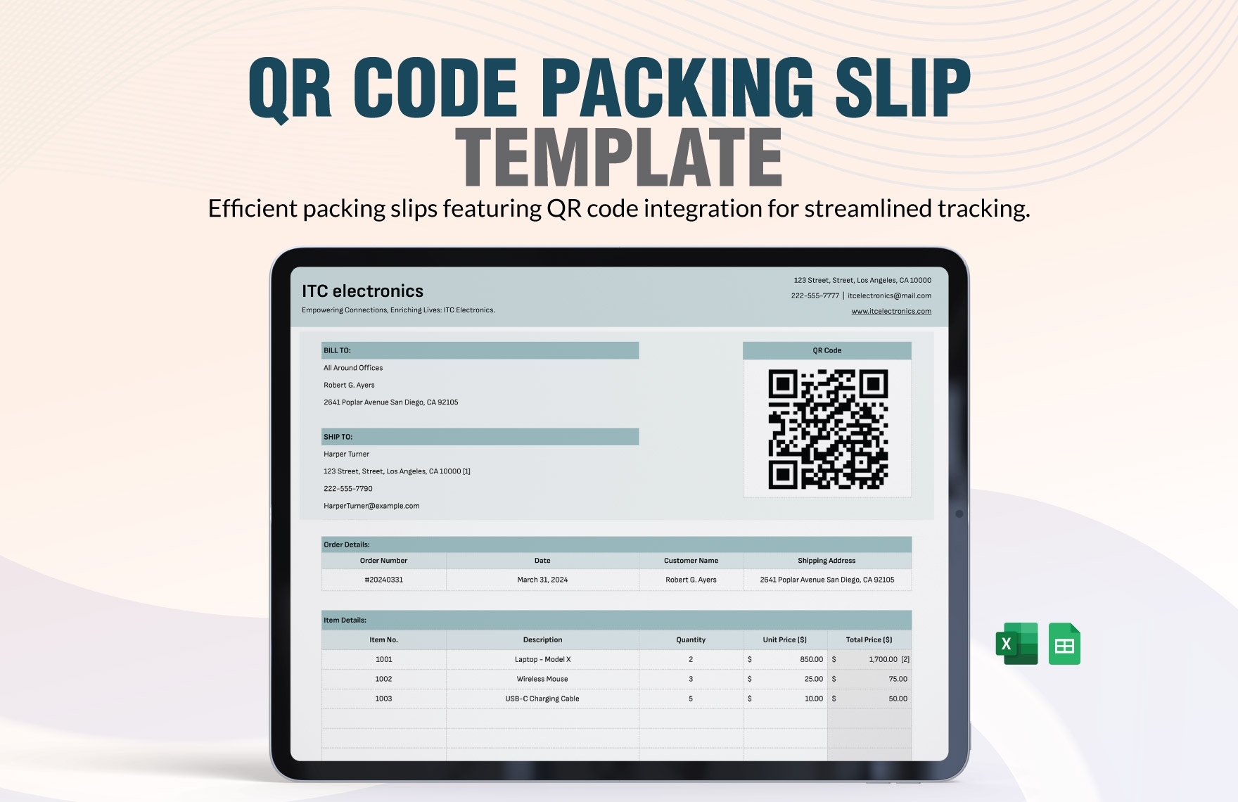 QR Code Packing Slip Template Template