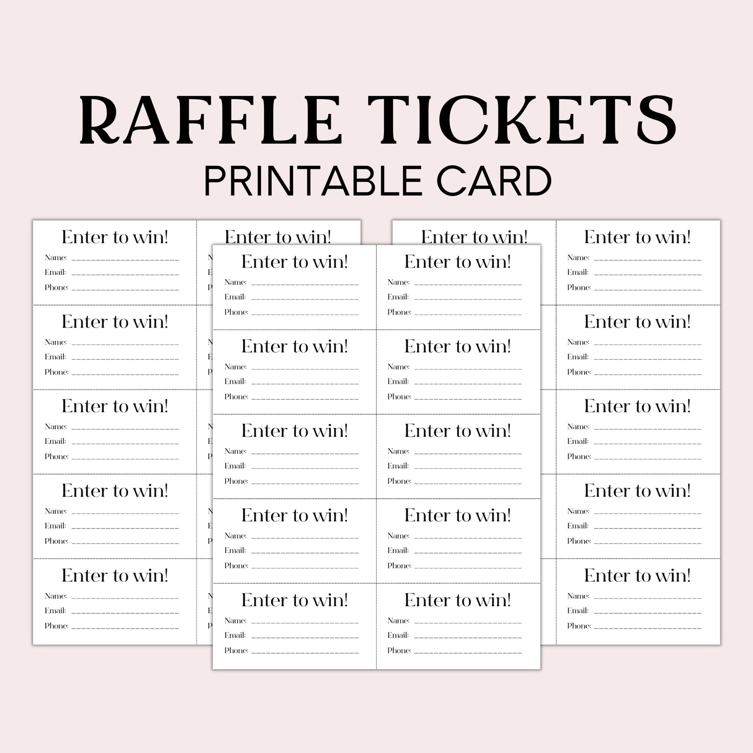 Raffle Ticket Form Printable Enter To Win Ticket Drawing Slips Etsy