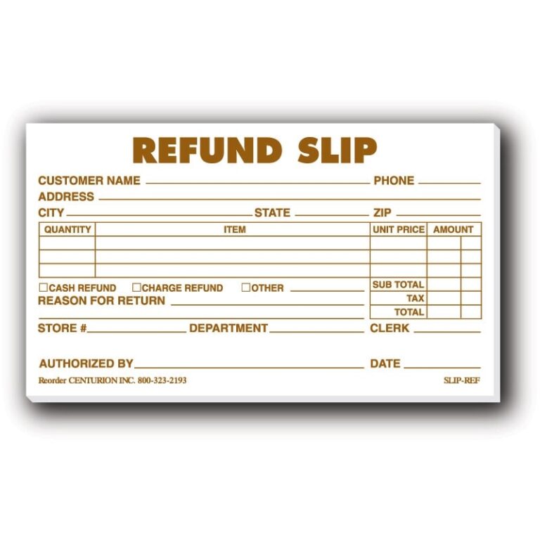 Refund Slip Form