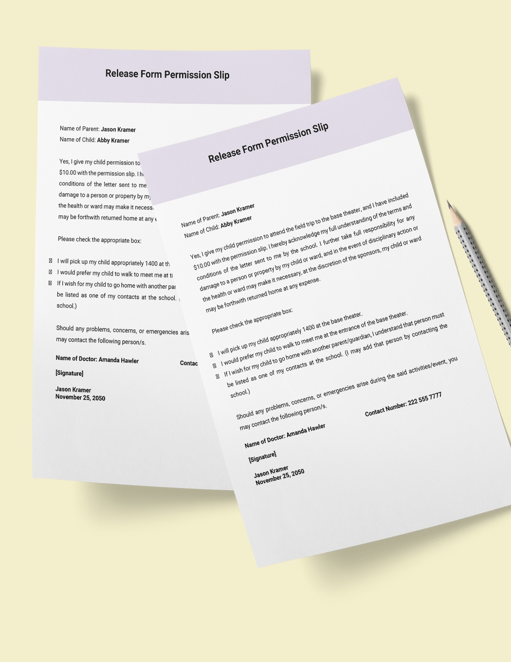 Walking Permission Slip Template