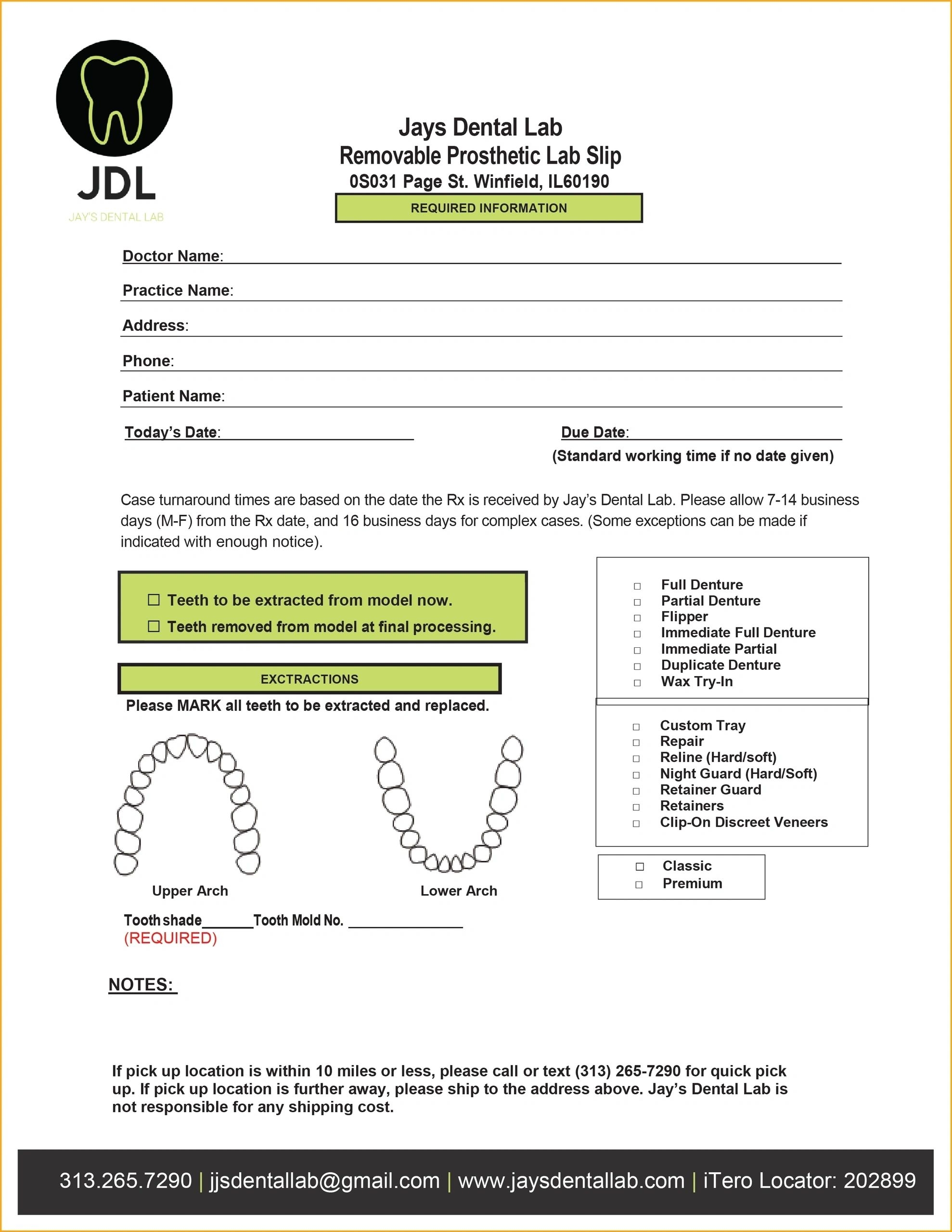 Dental Ab Slip Template