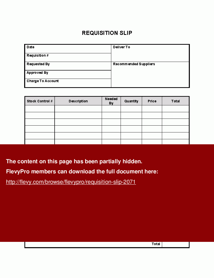 Requisition Slip Template