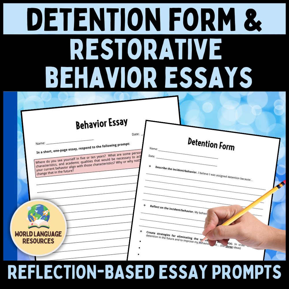 Restorative Practices Behavior U0026 Reflection Essay Prompts And Detention Form Classful