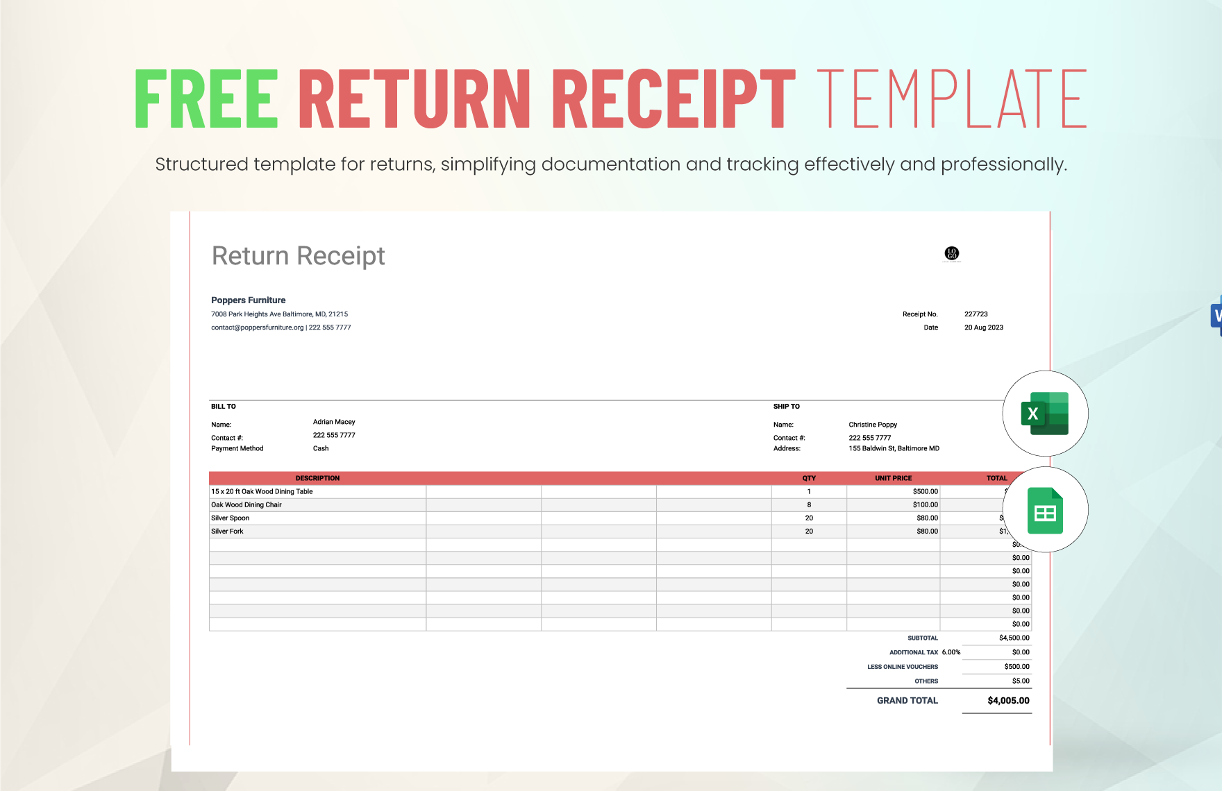 Invoice With Return Slip Template