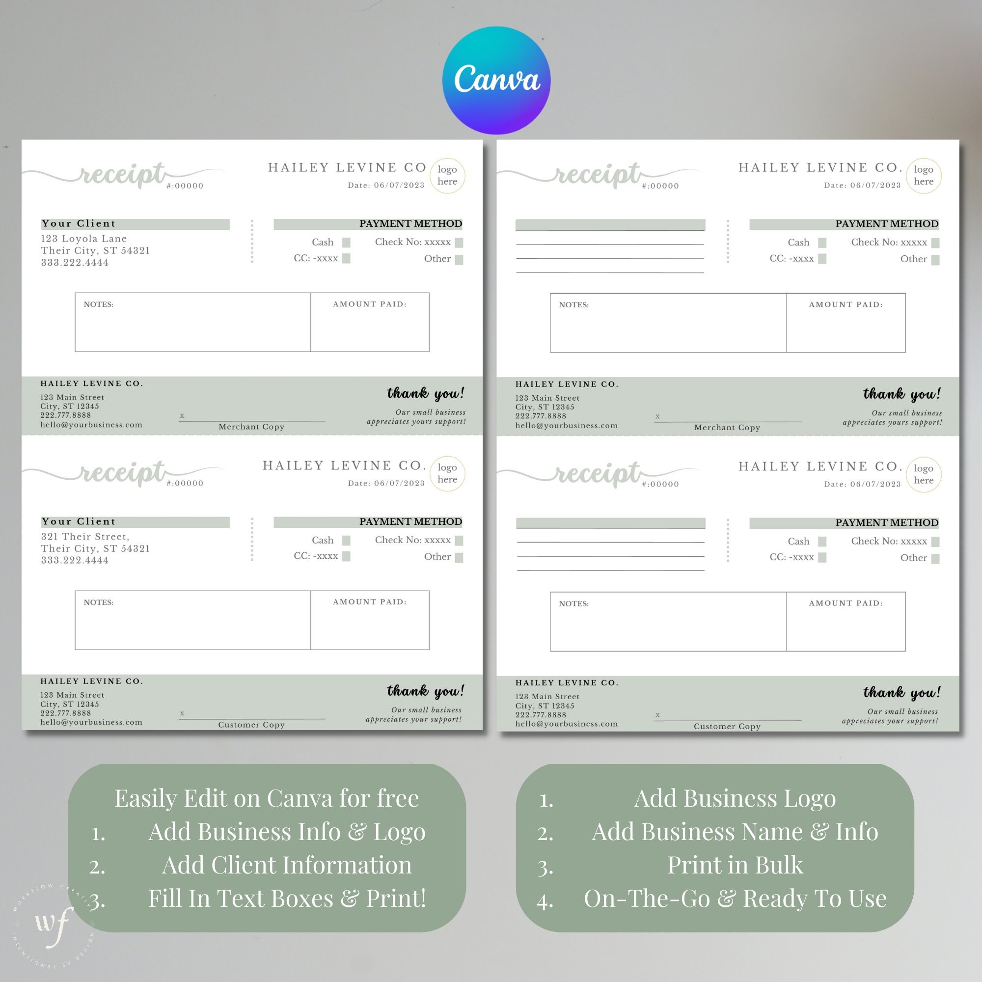 Sage Receipt Template Boho Small Business Proof Of Payment Pay 