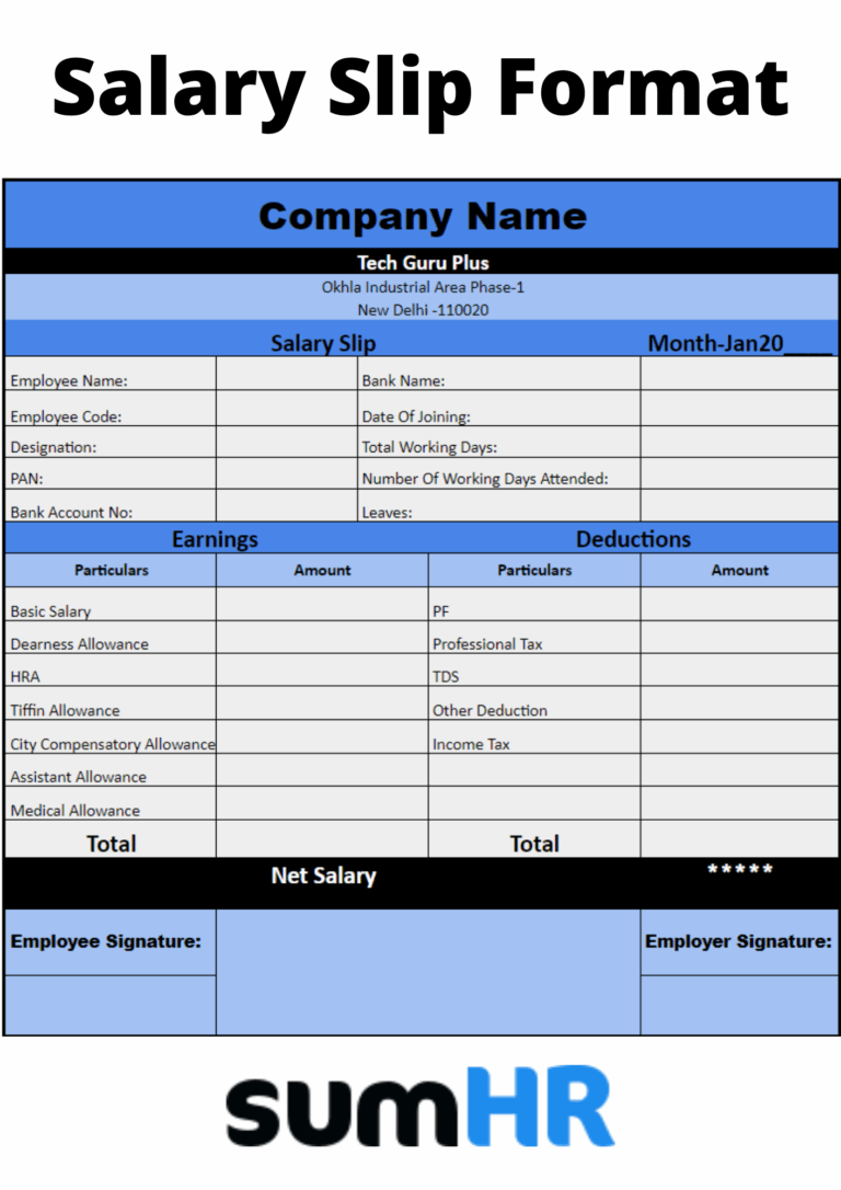 Salary Slip Format In Excel Word And PDF Download