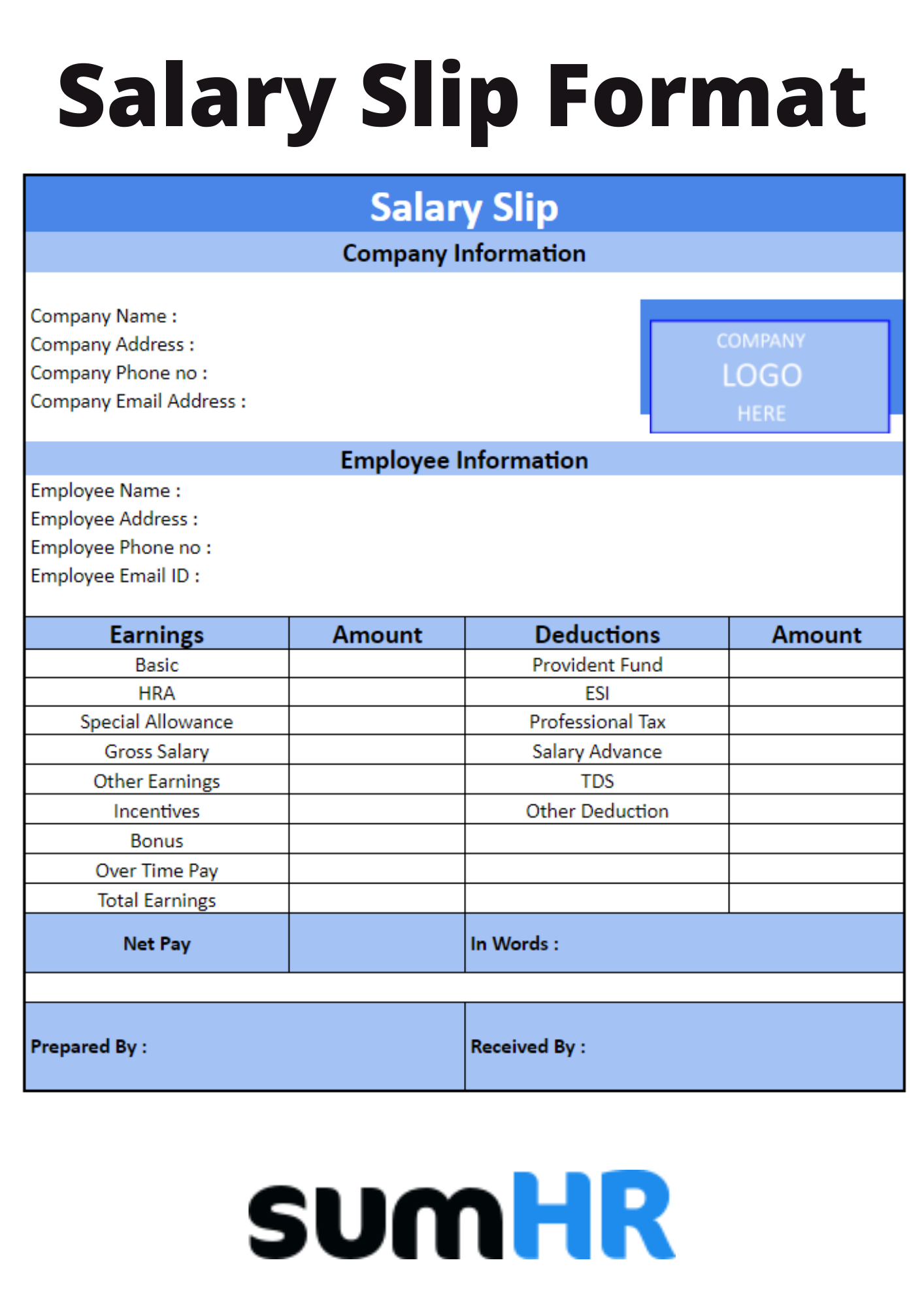 Salary Slip Format In Excel Word And PDF Download