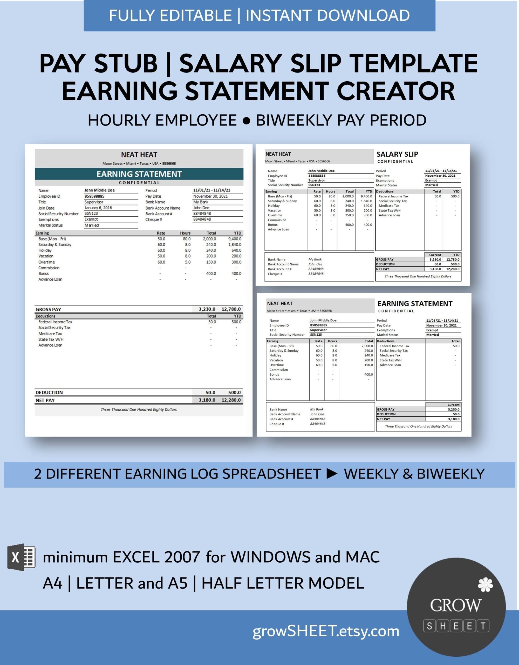 Salary Slip Generator Pay Slip Creator For Hourly Employee 