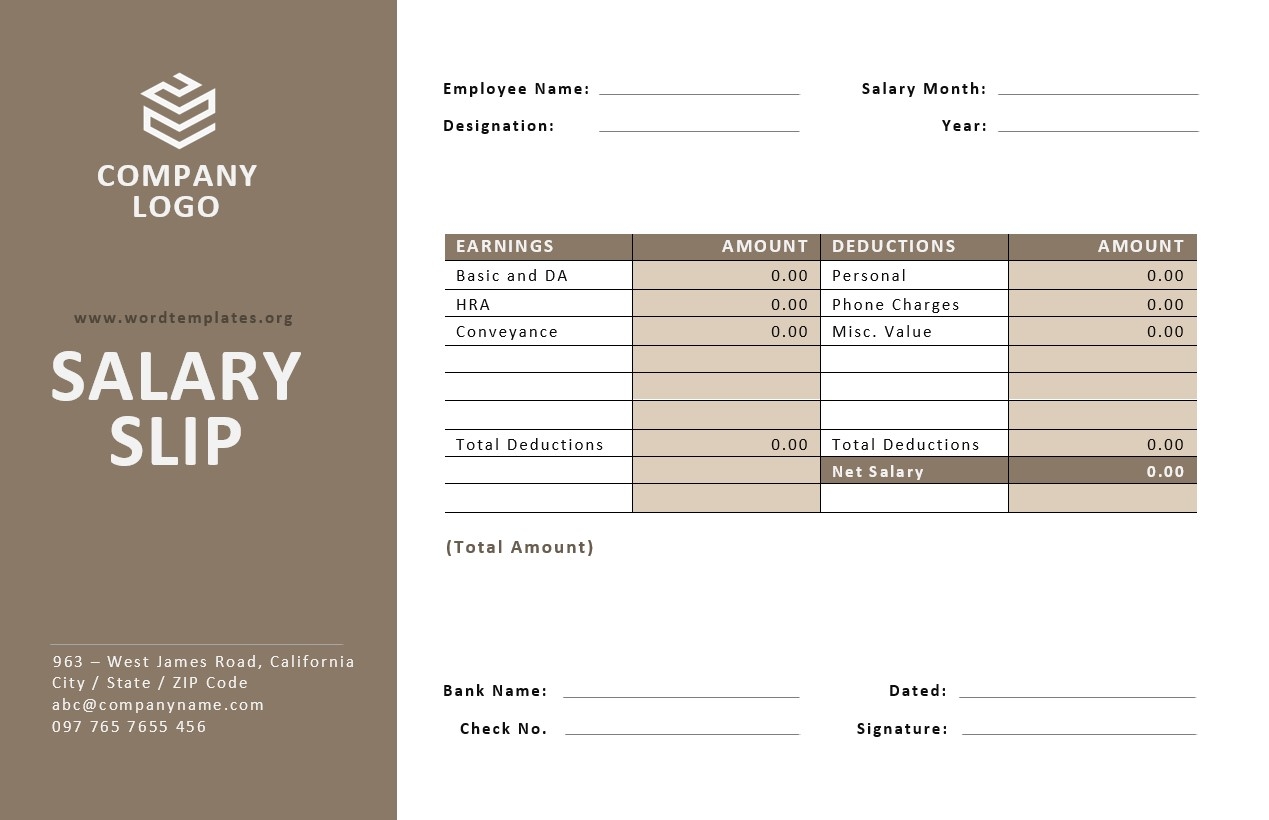 Salary Slip Templates Word Templates For Free Download