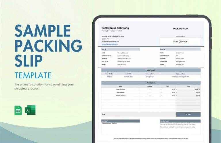 Sample Packing Slip Template Template
