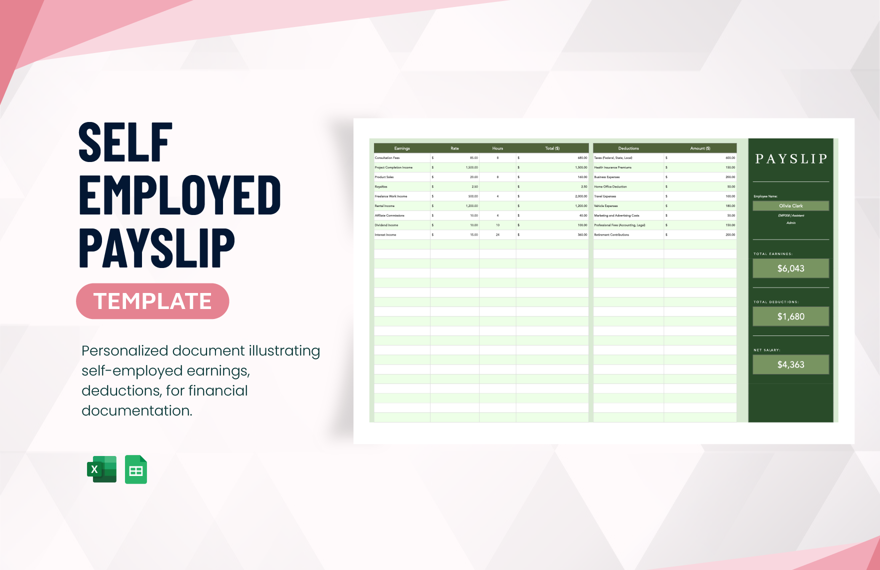 Self Employed Payslip Template In Word Google Docs Pages Download Template