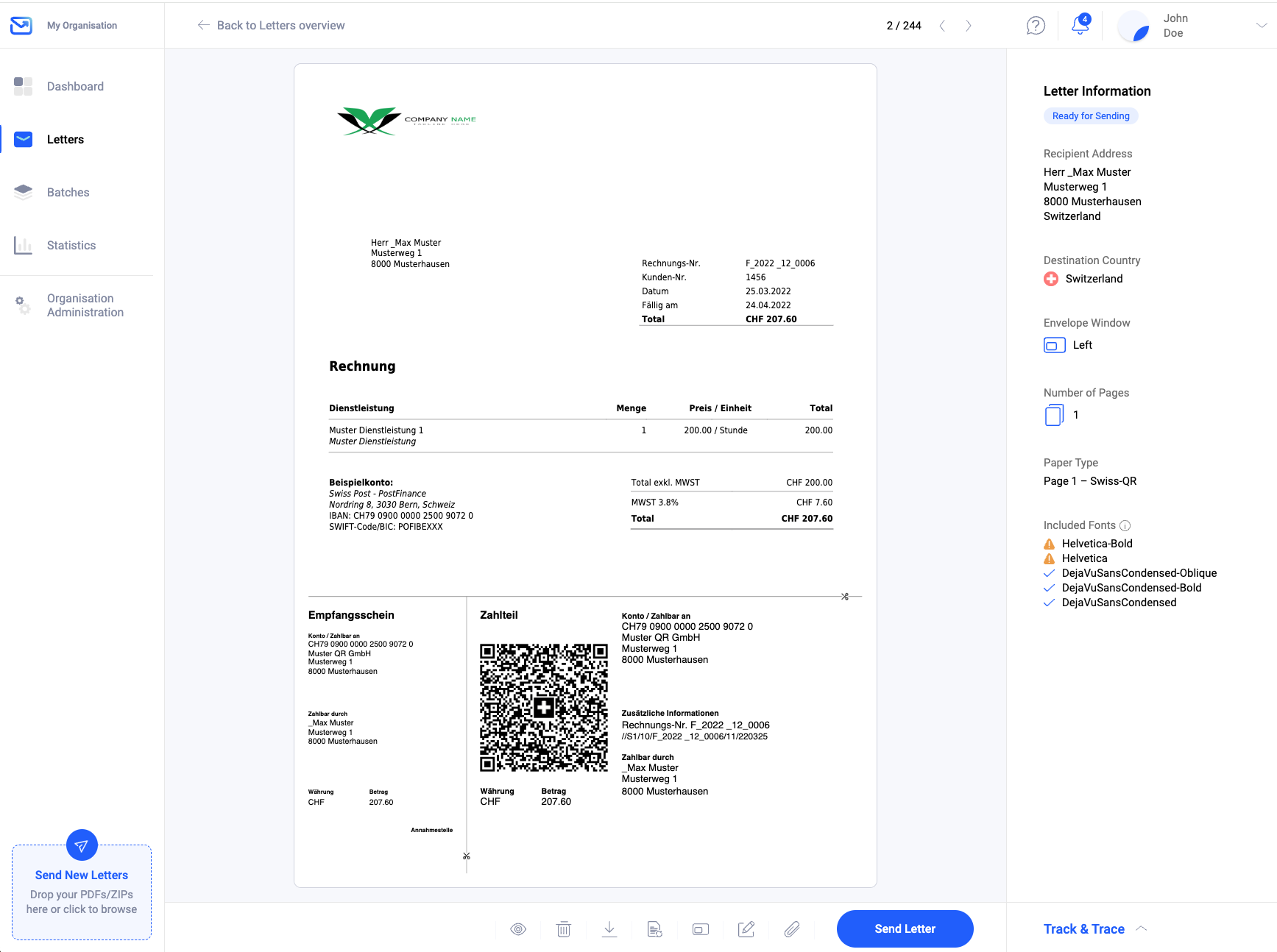 Swiss Payment Slip Template