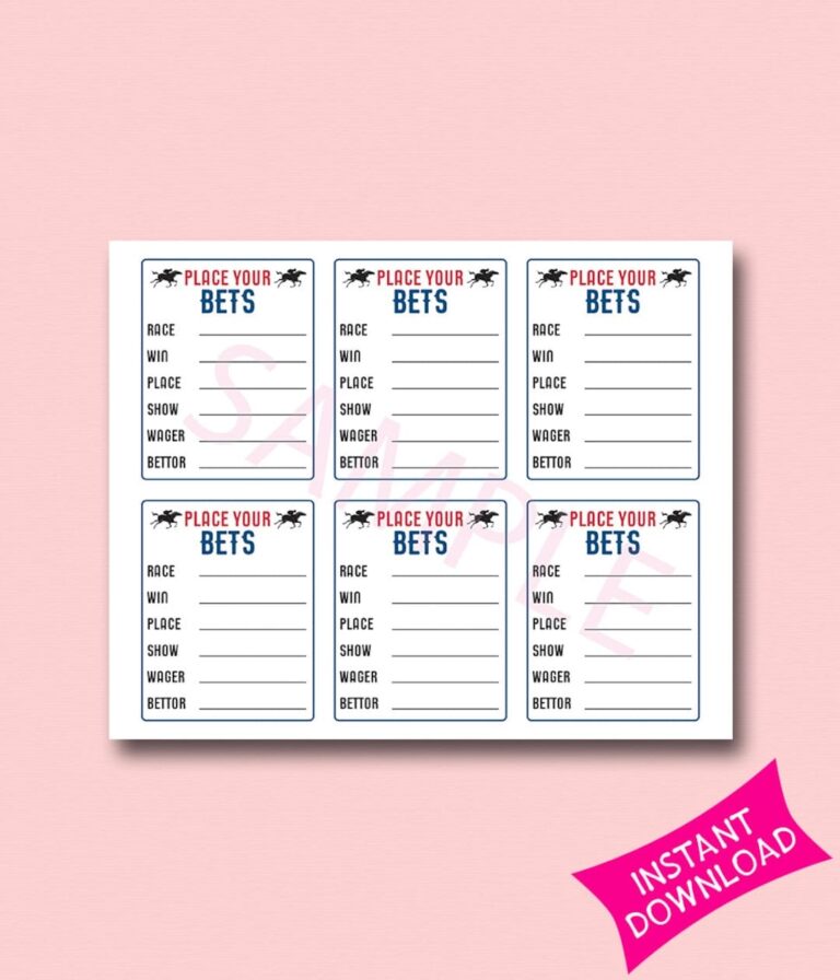 Set Of 6 Horse Race Bet Card Printable Betting Slip Place Your Bets Digital File Belmont Party Bettor Download Pool Etsy