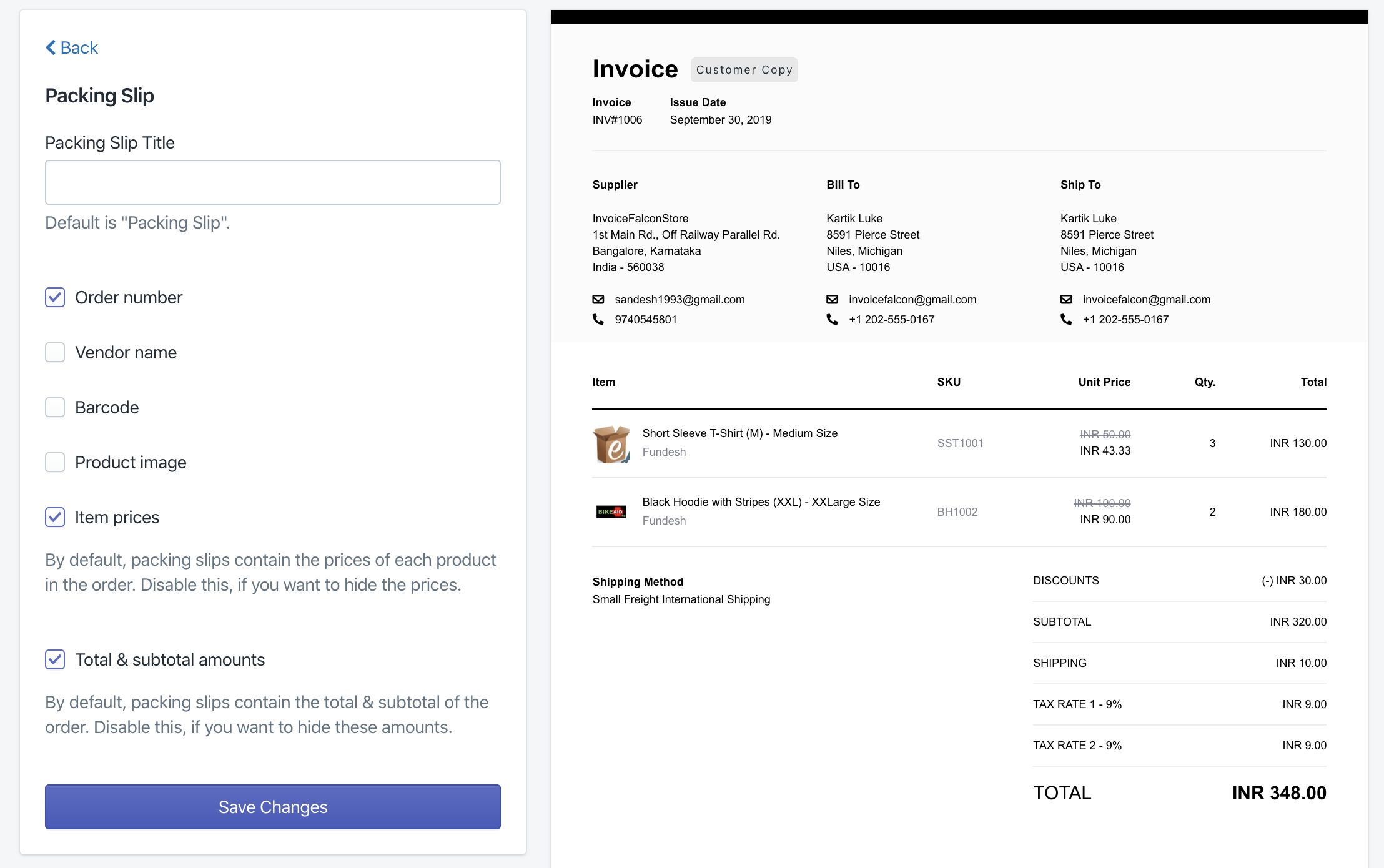 Shopify Edit Packing Slip Template