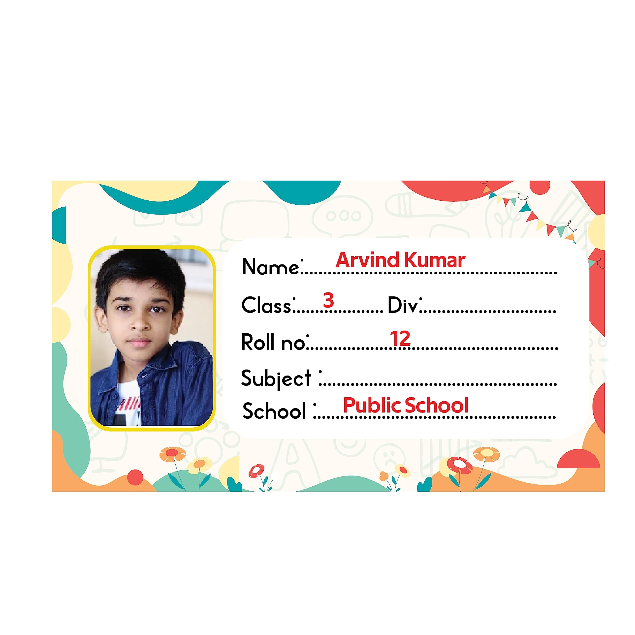 SIGN EVER Customised Name Slip For Kids Notebook School Name Label Stickers With Photo For School Book 25 PCs Amazon in Office Products